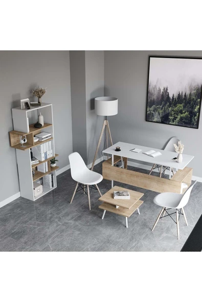 Lagomood İrony İnfy Ofis Takımı Beyaz Meşe ürün görseli 1