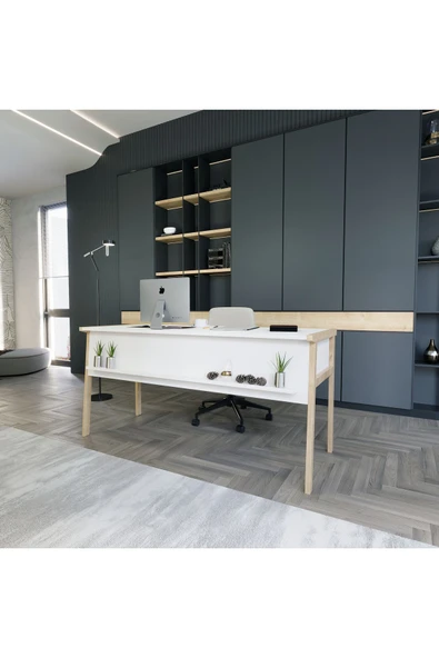 Lagomood Zenith Ofis Masası Beyaz Meşe ürün görseli 1