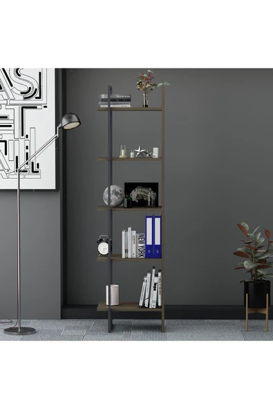 Lagomood Poly Kitaplık Antrasit Ceviz - Resim 2