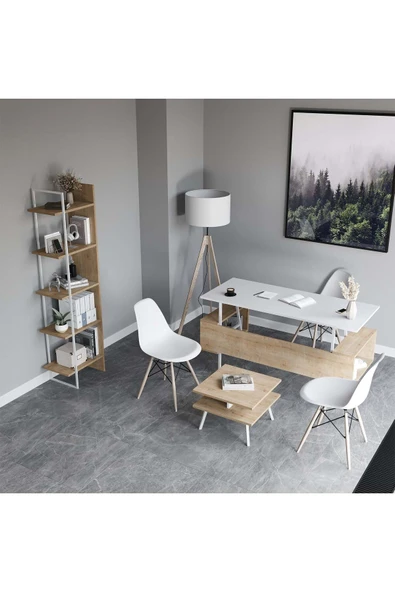 Lagomood İrony Poly Ofis Takımı Beyaz Meşe ürün görseli 1