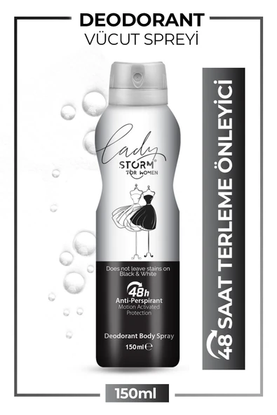Storm Kadın Deodorant Sprey Terleme Karşıtı Black & White 150 ml ürün görseli 1