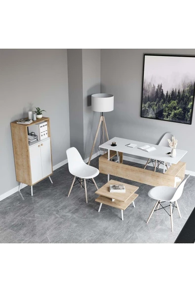 Lagomood İrony Rasha Ofis Takımı Beyaz Meşe ürün görseli 1