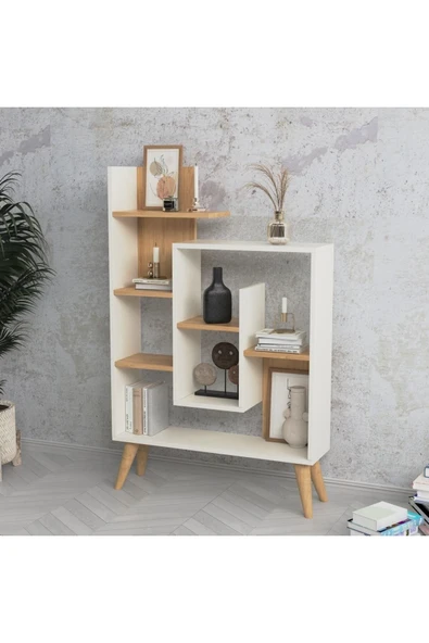 Lagomood New Sally Kitaplık Beyaz  Meşe ürün görseli 1