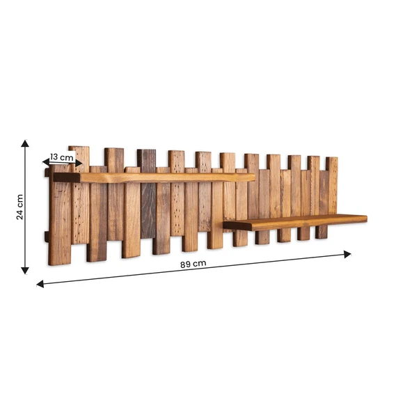 Ahşap Duvar Rafı Çit 2 Raflı Çit Model - Resim 4