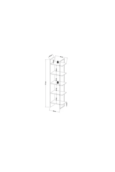 Lagomood Poly Kitaplık Beyaz Meşe - Resim 4
