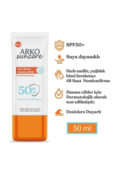 Suncare Spf50 Çok Yüksek Korumalı Yüz Güneş Kremi 50 ml ürün görseli 1