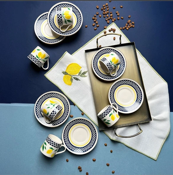 Porser Blue Zest limon Pure 12 Parça Kahve Takımı ürün görseli 1