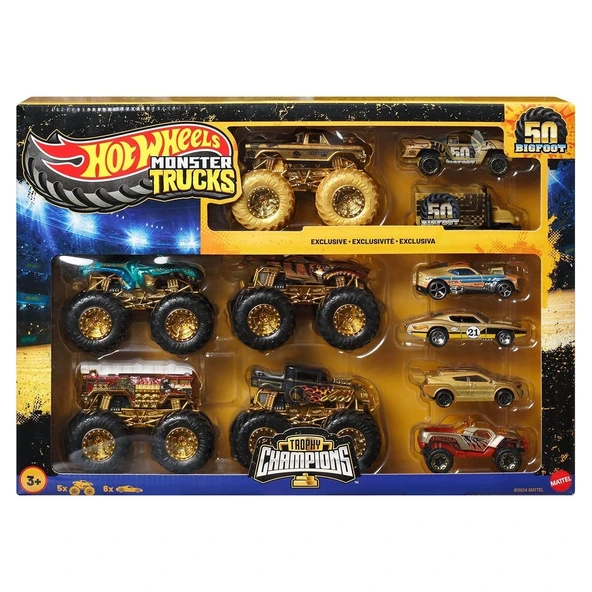 JDW07 Hot Wheels Monster Trucks Bigfoot Trophy Şampiyonları Araba ve Kamyon Çokl ürün görseli 1