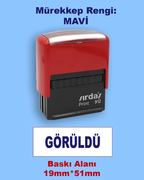 Görüldü Kaşesi, 912 (51mmx19mm) Mavi Keçeli Otomatik Kaşe ürün görseli 1