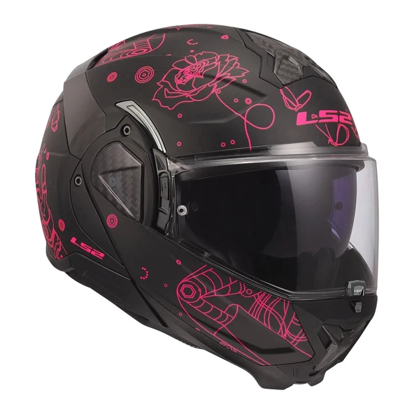 LS2 ADVANT 2 SOPHIA MAT SİYAH-PEMBE KASK - Resim 6