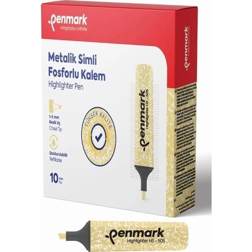 Penmark Fosforlu Kalem Metalik Simli Gold Hs-505 ürün görseli 1