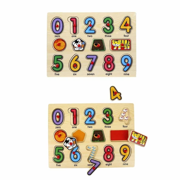 130444 Ahşap Raptiyeli Puzzle Saat ürün görseli 1
