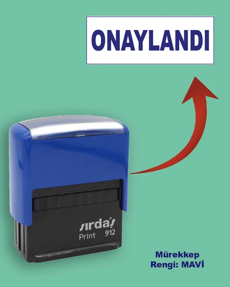 Onaylandı Kaşesi, 912 (51mmx19mm) Mavi Keçeli Otomatik Kaşe ürün görseli 1