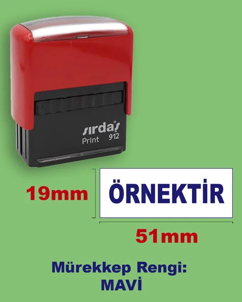 Örnektir Kaşesi, 912 (51mmx19mm) Mavi Keçeli Otomatik Kaşe ürün görseli 1