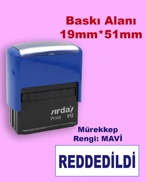 Reddedildi Kaşesi, 912 (51mmx19mm) Mavi Keçeli Otomatik Kaşe ürün görseli 1
