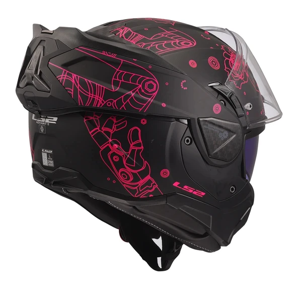 LS2 ADVANT 2 SOPHIA MAT SİYAH-PEMBE KASK - Resim 8