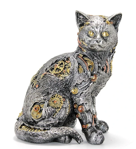 Steampunk Polyester Kedi Figürü Model 1 ürün görseli 1
