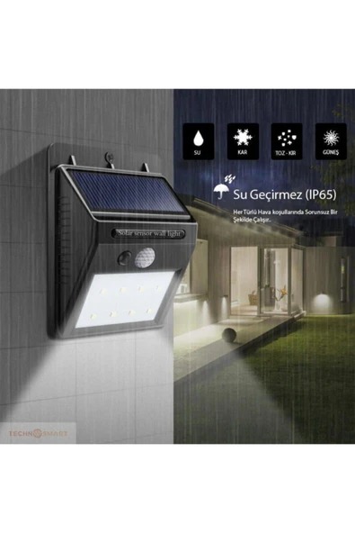 Hareket Sensörlü Solar Dış Mekan Lambası ürün görseli 1