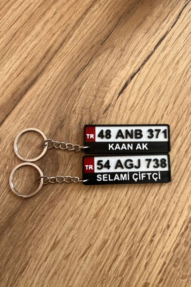 Kişiye Özel Plaka Anahtarlık Çiftli Set (2 Adet) - İsimli ve Plakalı Araç Anahtarlığı ürün görseli 1