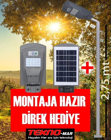 Güneş Enerjili Bahçe Aydınlatma Direği ve Solar Sokak Lambası ürün görseli 1