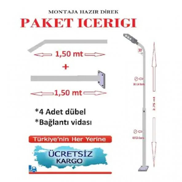 Aydınlatma Direği LED Projektör İçin Solar Sokak aydınlatma ürün görseli 1