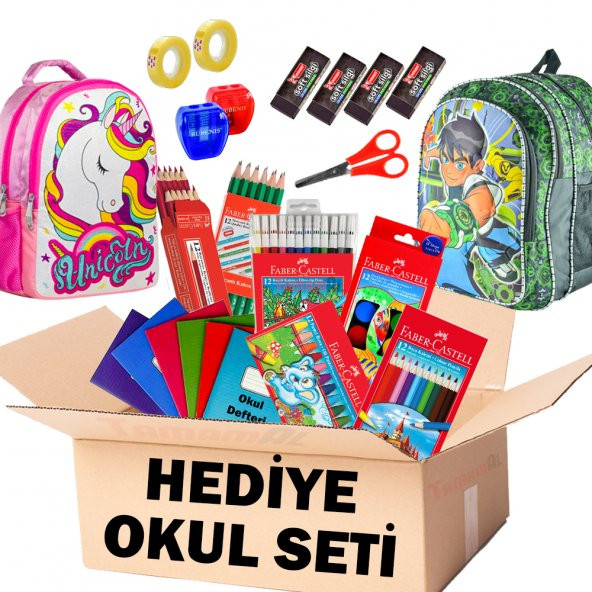 FABER HEDİYELİK FULL OKUL SETİ KURU SULU PASTEL KEÇELİ BOYA ÇANTA ürün görseli 1