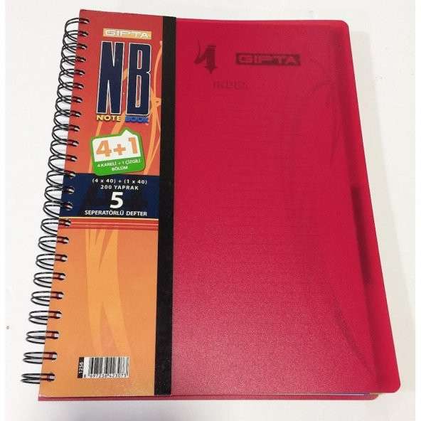 GIPTA NB 4+1 200 YAPRAK SİPRALLİ AYRAÇLI DEFTER ürün görseli 1