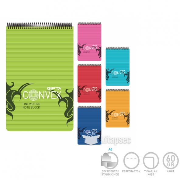 GIPTA CONVEX SİPRALLİ A4 100YP ÇİZGİLİ DEFTER 1393 ürün görseli 1