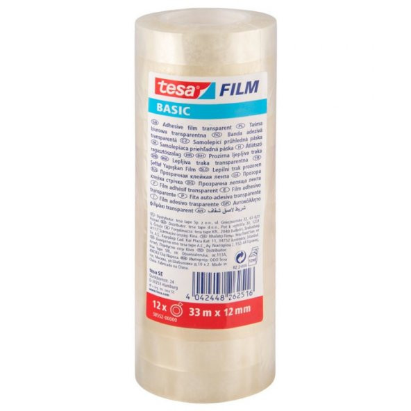 TESA BASİC FİLM ŞEFFAF İZOLE BANT (12 ADET) 58552 ürün görseli 1