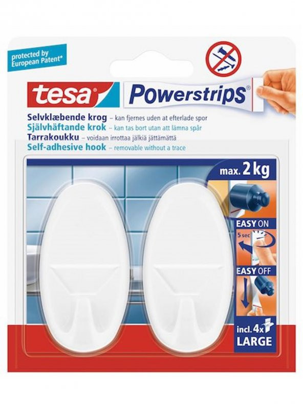 TESA (ALMAN MARKASI) SÖK YAPIŞTIR 2 ADET OVAL BEYAZ ASKI 58013 ürün görseli 1