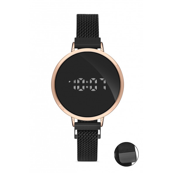 DESİNGSHOP Mıknatıslı Hasır Kordon Dijital Dokunmatik Unisex Kol Saati dsgnw2123ax ürün görseli 1