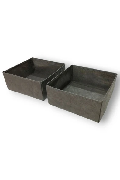Balkan Room Antrasit 2'li Çekmece Içi Düzenleyici Organizer Set - Çok Amaçlı Dolap Içi Kutu Seti ( 28*28*13cm ) ürün görseli 1