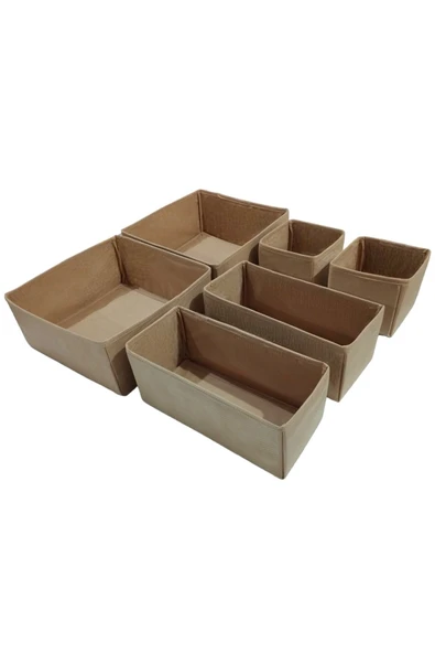 Balkan Room 6'lı Bej Çekmece Içi Düzenleyici Organizer Set - Çok Amaçlı Dolap Içi Kutu Seti ürün görseli 1