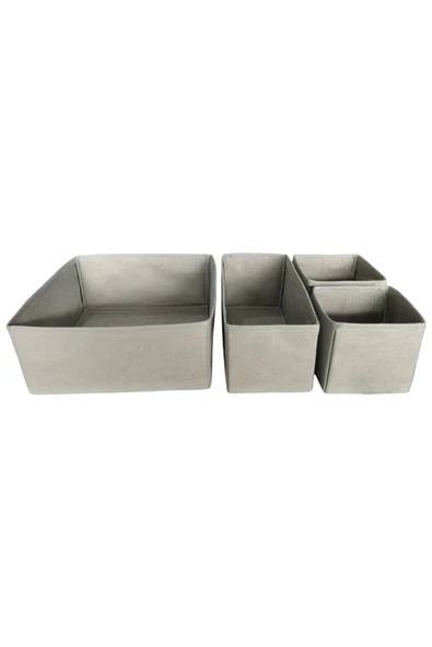 Balkan Room 4'lü Gri Çekmece Içi Düzenleyici Organizer Set - Çok Amaçlı Dolap Içi Kutu Seti ürün görseli 1