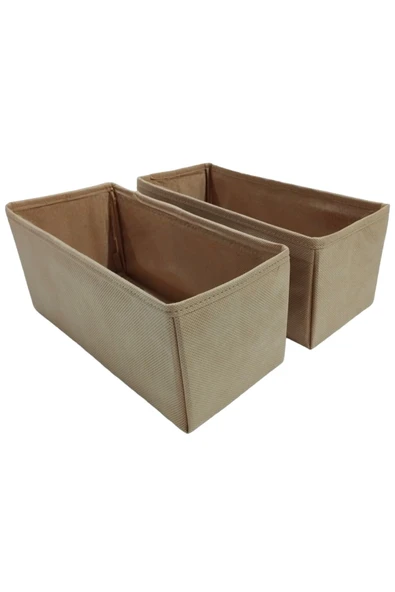 Balkan Room 2'li Bej Çekmece Içi Düzenleyici Organizer Set - Çok Amaçlı Dolap Içi Kutu Seti ( 28*13*13 ) ürün görseli 1