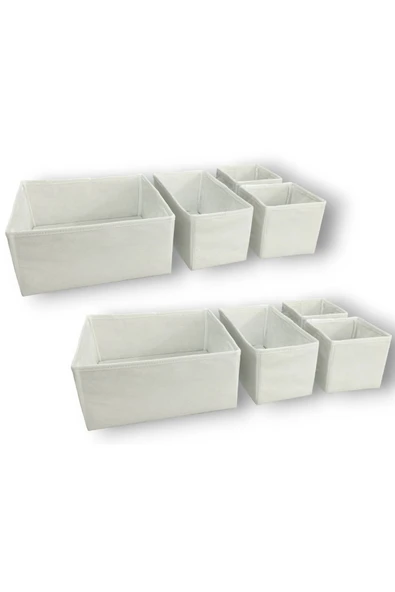 Balkan Room 8'li Beyaz Çekmece Içi Düzenleyici Organizer Set - Çok Amaçlı Dolap Içi Kutu Seti ürün görseli 1
