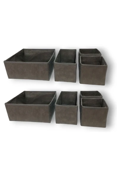 Balkan Room Antrasit 8'li Çekmece Içi Düzenleyici Organizer Set - Çok Amaçlı Dolap Içi Kutu Seti ürün görseli 1