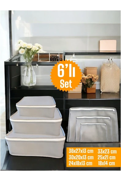 Balkan Room 6'lı Gri Valiz Düzenleyici , Bavul Içi Düzenleyici Organizer Set ürün görseli 1