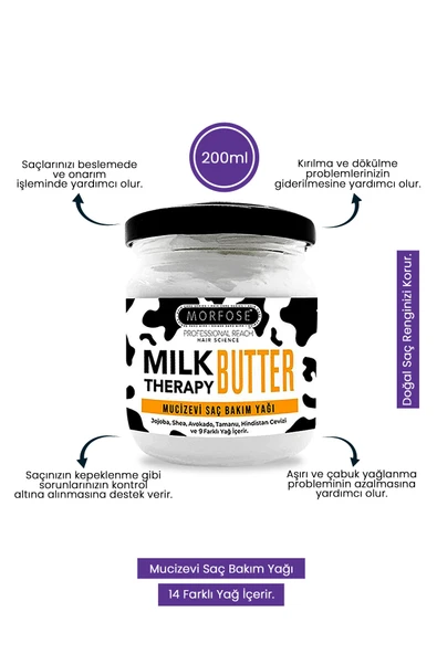 Morfose Milk Therapy Butter Yağ Içeren Mucizevi Saç Bakım Kremi 200 Ml ürün görseli 1