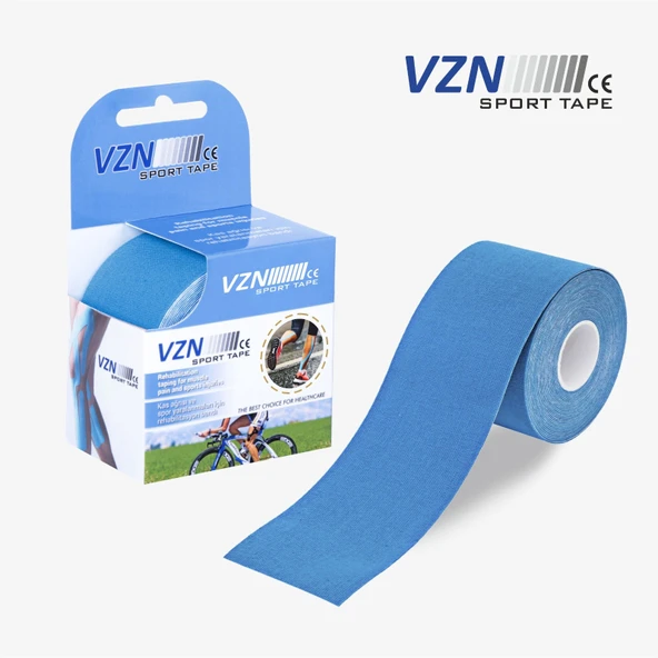 VZN Sport Tape Mavi Renk Kinezyo Sporcu Bandı Ağrı Bandı 5 Metre X 5 Cm ürün görseli 1