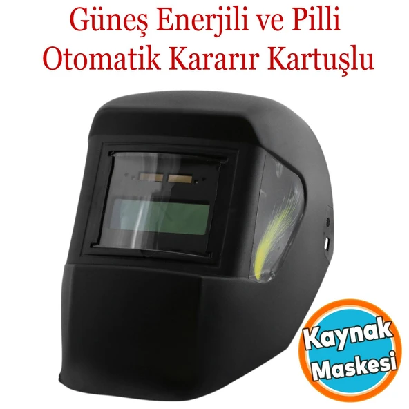 Otomatik Kararan Güneş Enerjili Pilli Baş Maskesi Siperlik Kartuşlu Kaynak Gözlüğü Düz Başlık ürün görseli 1
