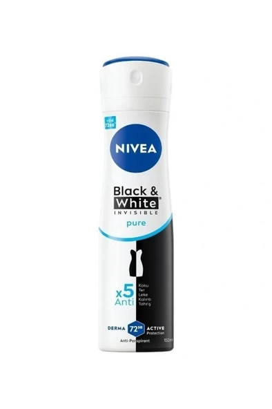 Nivea Men Invisible Black & White Pure 150 ml Kadın Deodorant ürün görseli 1