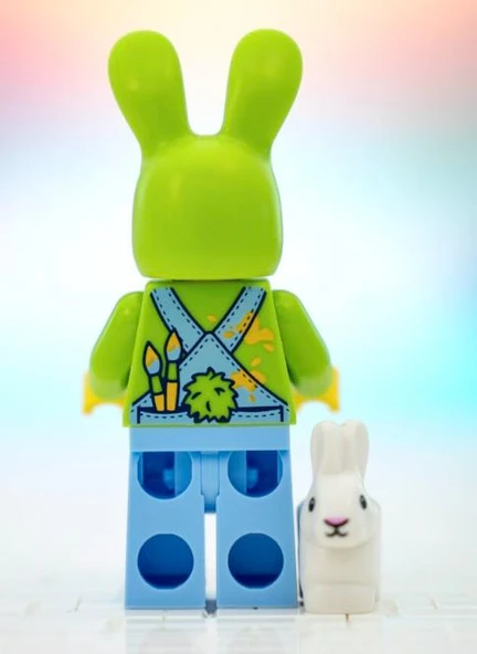 Orjinal Lego Minifigür Easter Egg Hunt Fan with White Rabbit - Resim 2