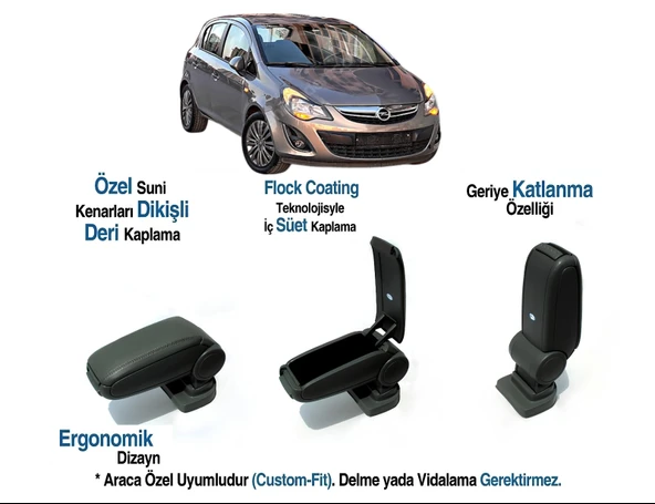 OPEL CORSA E ARACA ÖZEL KOL DAYAMA VİDASIZ KOLÇAK 2014 2015 2016 2017 2018 2019 ürün görseli 1