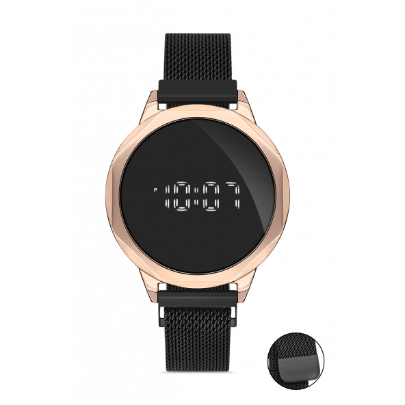DESİNGSHOP Mıknatıslı Hasır Kordon Dijital Dokunmatik Unisex Kol Saati dsgnw14z31c ürün görseli 1
