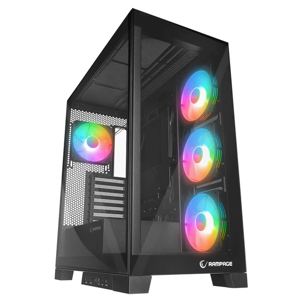 Rampage HYDRA V2 4*ARGB Fan+Hub Temperli Cam E-ATX Exclusive Siyah Oyuncu Kasası ürün görseli 1