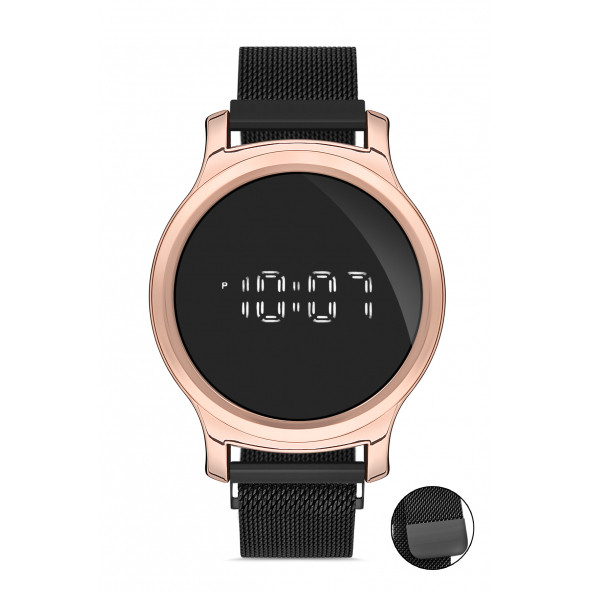 DESİNGSHOP Mıknatıslı Hasır Kordon Dijital Dokunmatik Unisex Kol Saati dsg5677 ürün görseli 1