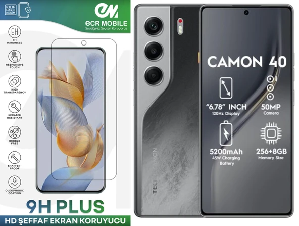 Tecno Camon 40  ile Uyumlu Şeffaf Esnek Nano Cam Ekran Koruyucu ürün görseli 1