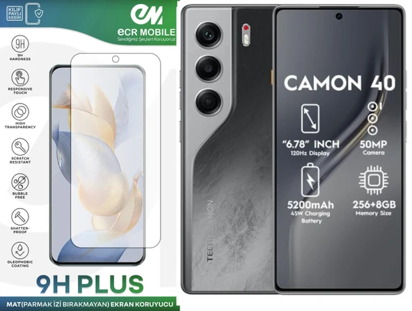 Tecno Camon 40 ile Uyumlu MAT Esnek Nano Kırılmayan Ekran Koruyucu ürün görseli 1