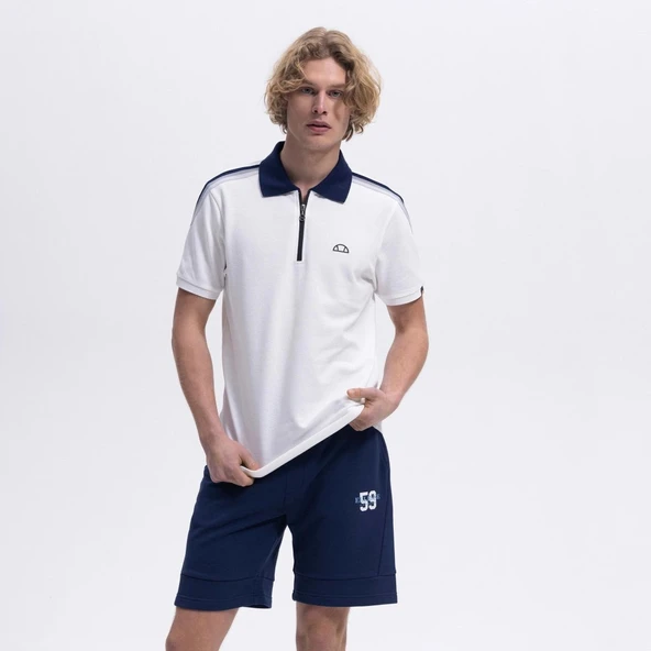 Ellesse Erkek Polo Yaka Kırık Beyaz Tişört - EM169-1-OF ürün görseli 1